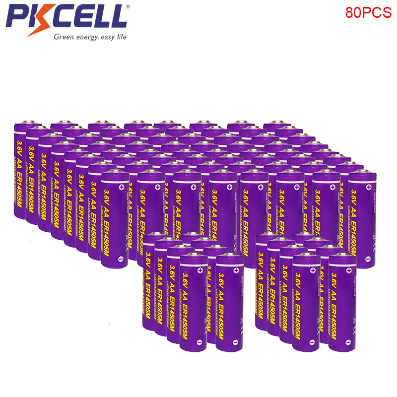Литиевые батареи высокой мощности PKCELL 1800 мАч 3 6 В ER14505M LiSCLO2 AA 80 шт. для