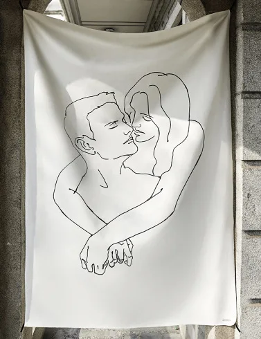 Тканевый гобелен для влюбленных пар в стиле хиппи с изображением поцелуя в стиле бохо, настенный гобелен с психоделической мандалой, ковер для стен - Цвет: Ks-4