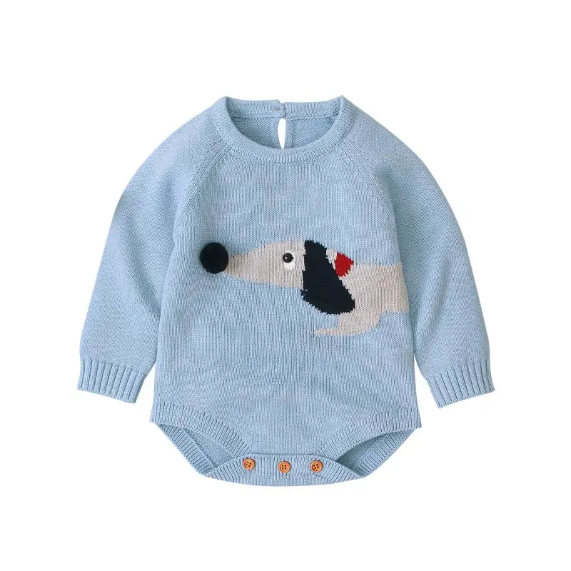 

New Cute Autumn Kids Baby Boy Clothes Infant Baby Clothes Long Sleeve Knitted Cartoon Print Rompers Kids Boys Clothes Jumpsuit