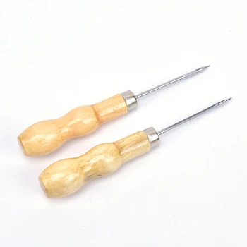 

Canvas Leather Sewing Shoes Wood Handle Tool Awl Hand Stitching Taper Leathercraft Needle Tool Kit Craft Sewing Supplies 2PCS