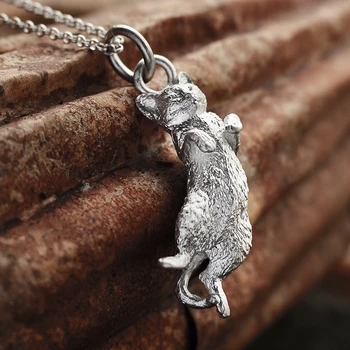 

925 Sterling Silver Cat Necklace Pendant with lovely stretching waist and coquettish personality for men and women