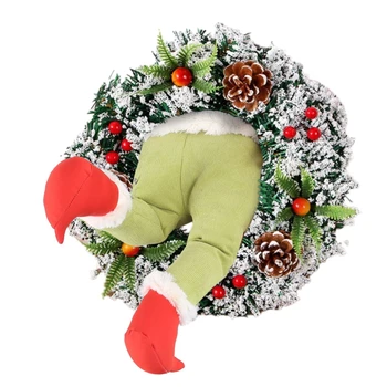 

The Thief Burlap Christmas Wreath for front Door, With Pine Cones, Berries, Tree