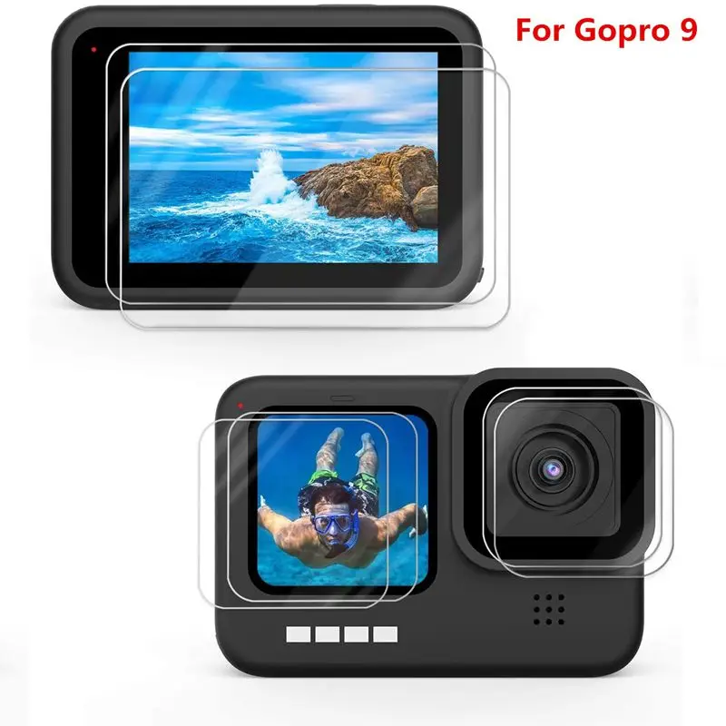 Screen Protector for GoPro Hero 9 Black 3pcs Screen Lens Ultra Clear Tempered Glass For Go pro 2020 Action Camera accesories