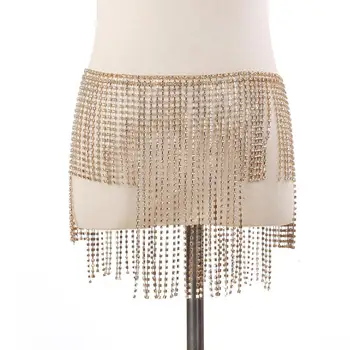 

Body Chain Exaggerated Sexy Belly Chain Irregular Rhinestone Tassel Waist Chain Super Flash Nightclub fashion Body Chain skirt