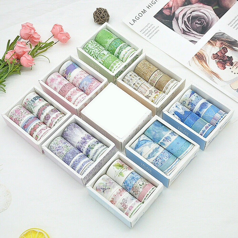 

New 10pcs/pack Washi Masking Tape Set Scrap Paper Masking Tape Adhesive Tape Diary Notebook Album DIY Crafts