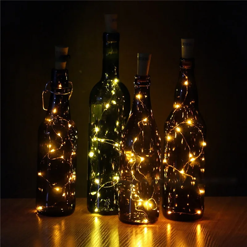 

0.75M 15LED Wine Cork Light Bottle Light Cork Shape Battery Copper Wire String Lights For DIY Christmas Party Wedding Decor