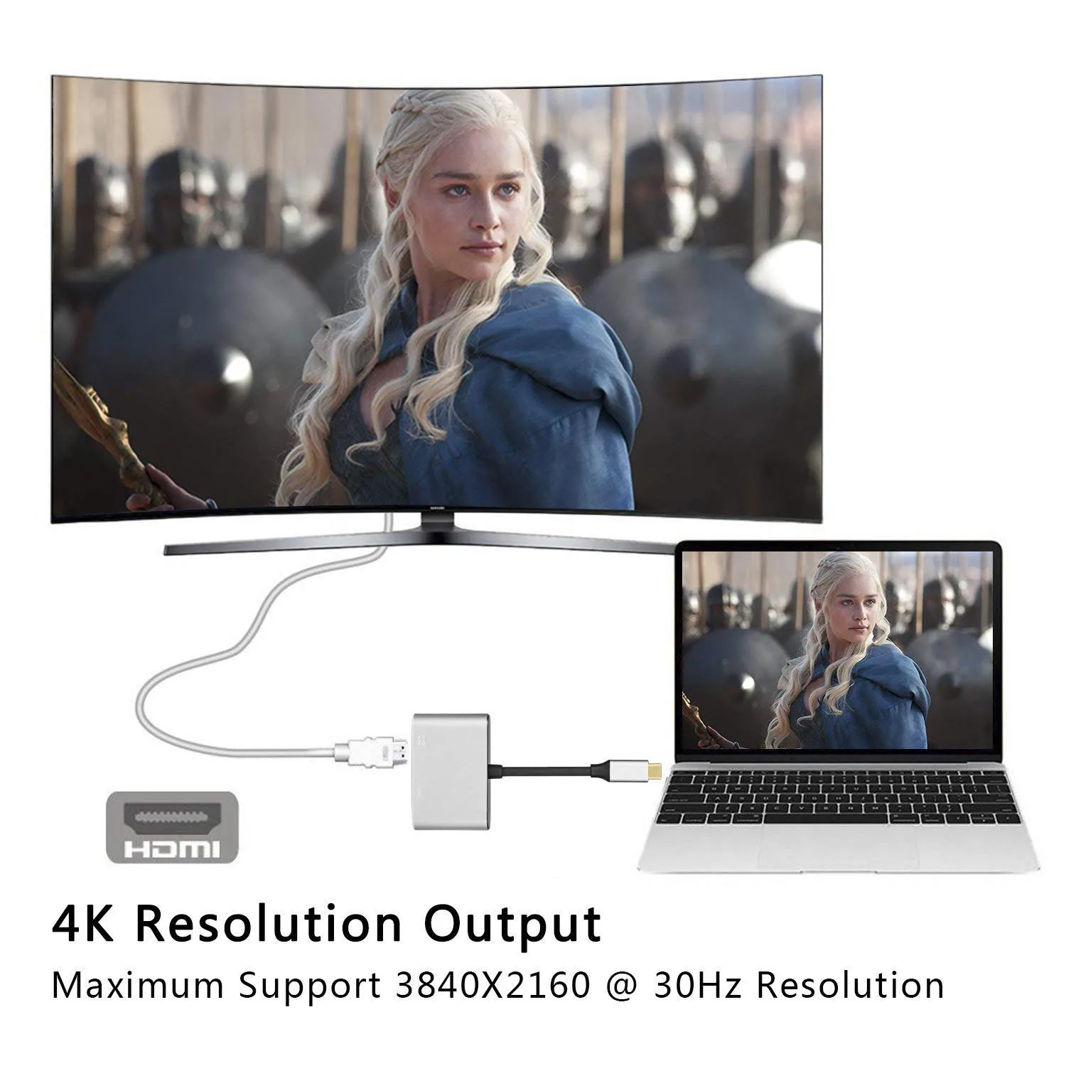 USB C к HDMI 4K VGA адаптер USB 3,1 type C USB-C к VGA HDMI преобразователи видеосигнала адаптер для Macbook Pro/Chromebook Pix