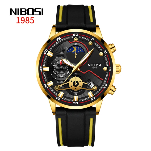 2021 New NIBOSI Brand Fashion Watch For Men Quartz Sports Stainless Steel Waterproof Chronograph Mens Watches Relogio Masculino S