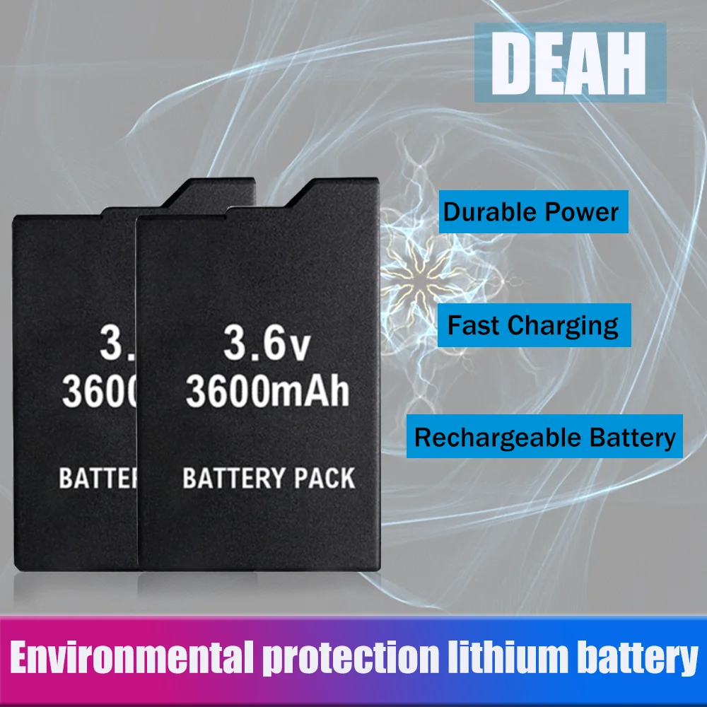 2PCS 3.6V 3600mAh Rechargeable Lithium Battery For PSP1000 PSP2000 PSP3000 PSP 2000 3000 Portable Controller Replacement Cells |
