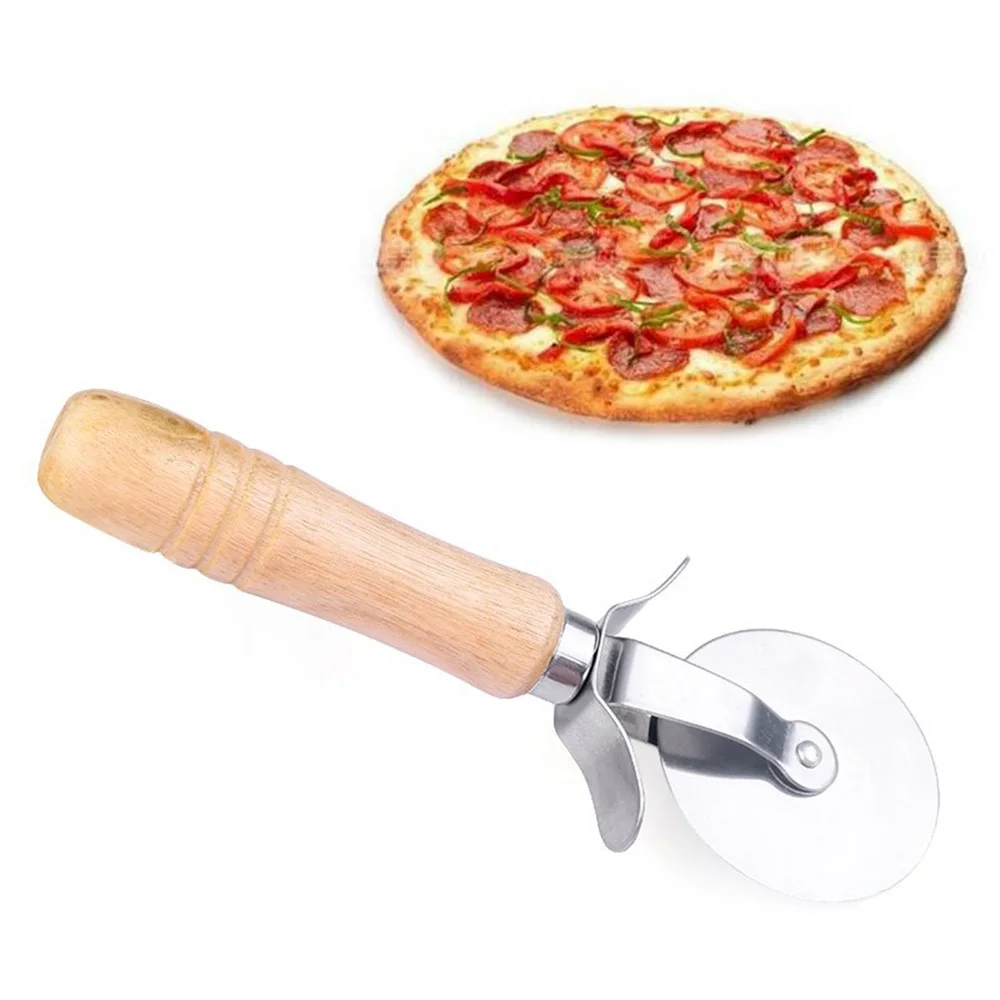 

1 Pc Round Pizza Cutter Stainless Steel With Wooden Handle Pizza Knife Cutter Pastry Pasta Dough Kitchen Baking Tools 4
