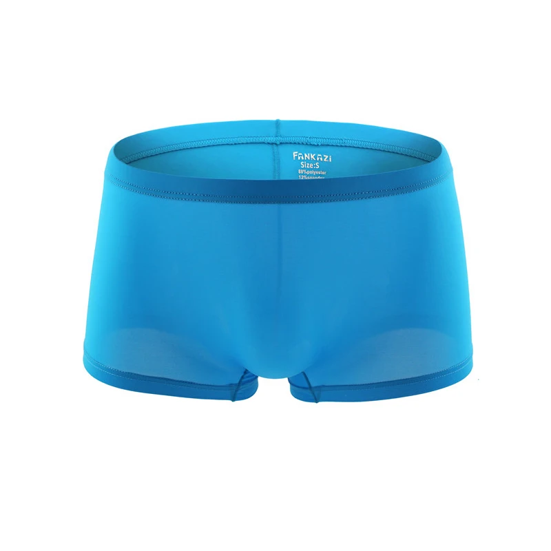 6PCS Sexy Male Underwear Solid Ice Silk Breathable Soft Simple Style Man Boxers U Pouch Cueca Calzoncillos Underpants Trunks