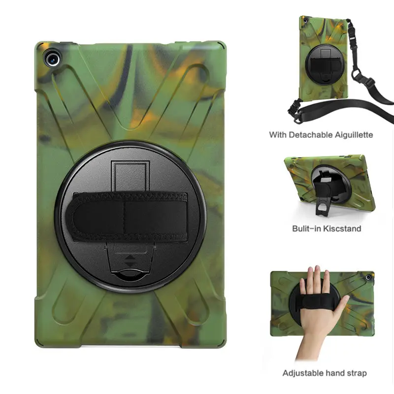 Чехол для Amazon Fire HD 10 7-го поколения Чехол Funda дети Безопасный ударопрочный сверхмощный с ремешком на запястье оболочки - Цвет: camouflage