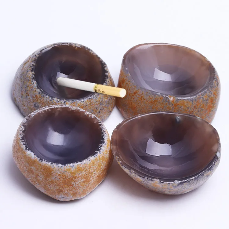 

Manufacturers Direct Selling Natural Agate Rough Stone Ash Tray Chalcedony Agate Decoration Rough Stone Cornucopia Jade Bowl Hot