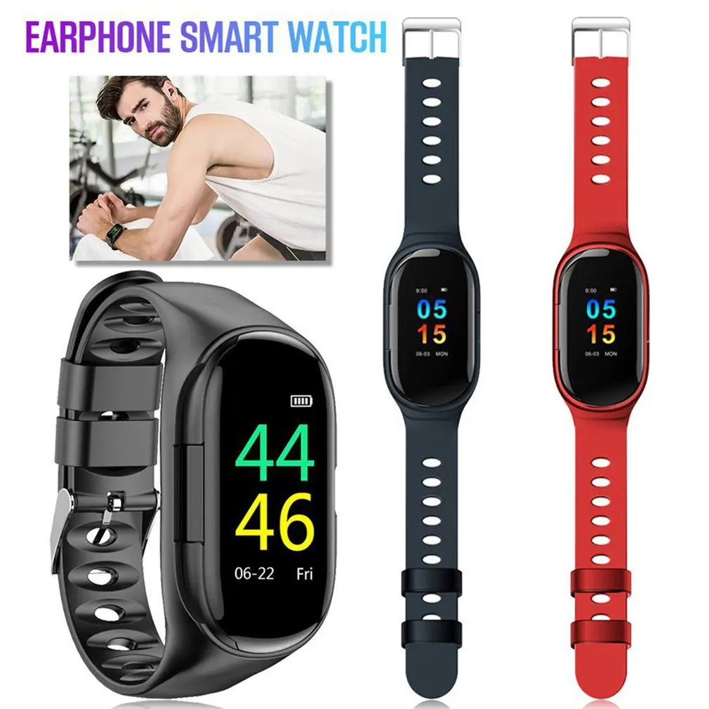 smart watch Wireless Earphone With Color Screen Heart Rate Monitoring Wristband Stereo Earbuds Long Time Standby Sports Watch