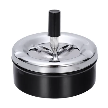 

1 PC Ashtray Push Down Stainless Steel Automatic Smoke Eliminate Round Ash Tray for Restaurant