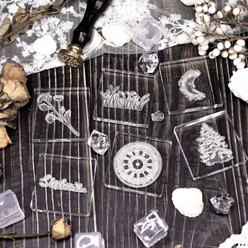 

Sealing Plant Clock Planet Decoration Stamp Acrylic Transparent Stamps for Scrapbooking Stationery DIY Craft Standard Stamp