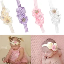 

8colors 1PC Newborn Baby Headband Rose Flower Decorated Fashion Photo Props Girls Hair Accessories
