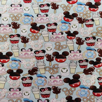 

Donuts Biscuits Ice Creams 100% Cotton Fabric for Girl Hometextile Cushion Cover Backpacks Curtain DIY 140cm Width-BL066