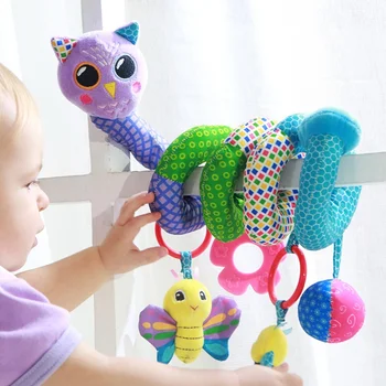 

Cartoon Baby Toys Stroller Arch Rattles Hanging Cute Plush Animals Style Bed Around Education Toy Spiral Wrap Around Crib Bed