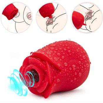 Rose Flower Sucking Vibratosr For Woman Nipple Sucker Clitoris Stimulator Tongue Lick Breast Enlarge Adult Sex Toys Rechargeable 2