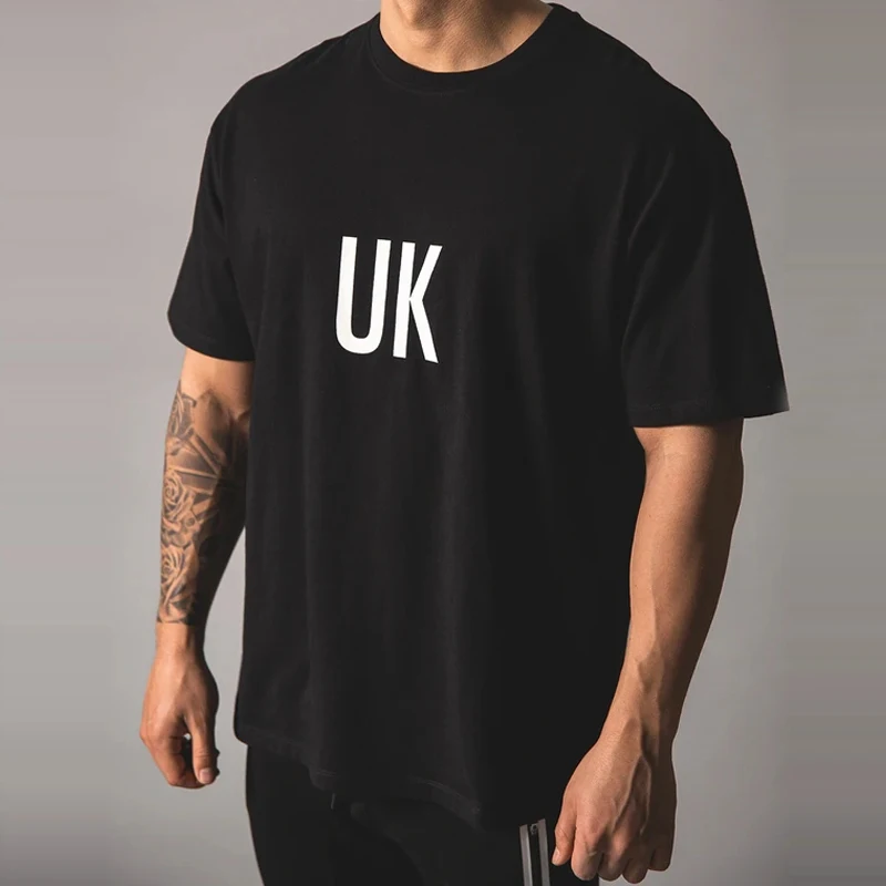 UK & JP брендовая мужская Спортивная футболка для бега тренажерного зала фитнеса