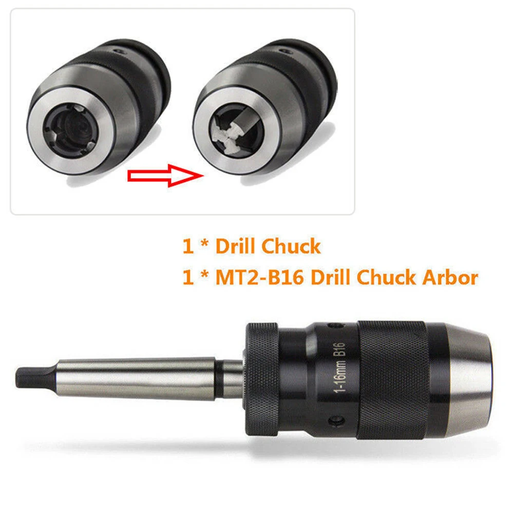 

1-16mm MK2 Drill Chuck Steel MT2-B16 Arbor Machine Lathe Tool Self Tighten Keyless Durable Accurate Taper Portable Live Center
