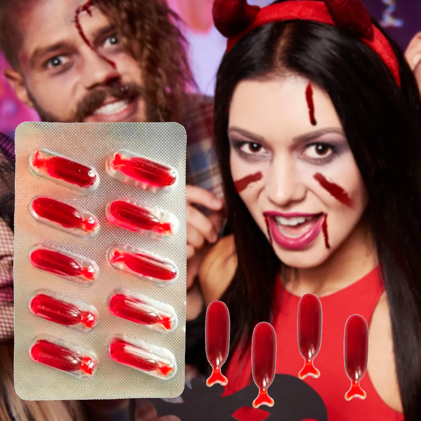 Maquillaje de sangre falsa para Halloween, maquillaje lavable de cara de  zombi, maquillaje de sangre para ropa y boca, 10ml - AliExpress
