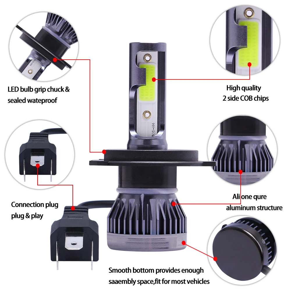 Комплект светодиодных автомобильных фар 2 шт. Mini H4 H7 6000K 3000K 8000K 72 Вт 12000 лм H1 H11 9005 HB3