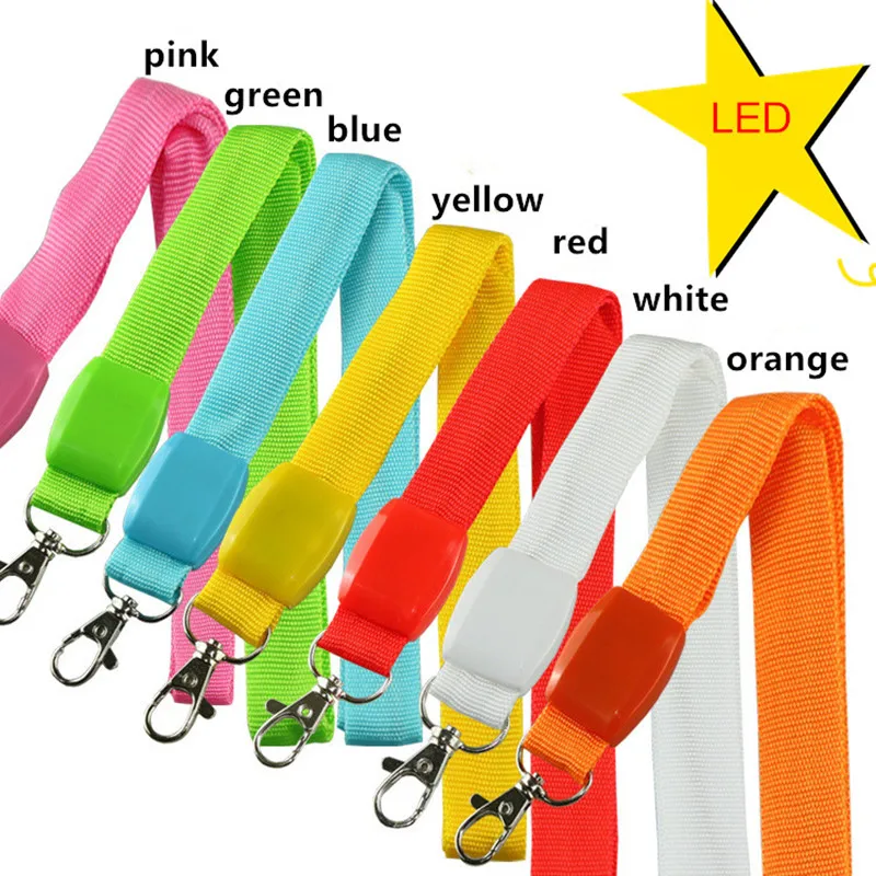 50pcs/lot LED Light Up Lanyard key chain ID Badge Necklace Keys Holder Hanging Rope with light Glow in the Dark | Мобильные телефоны