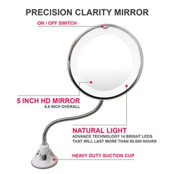 

Dropshipping LED Mirror Makeup Mirror with Led Light Vanity Mirrors Rotating Cosmetic Miroir 10X Magnifying Mirrors Light