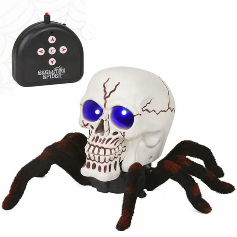 

Scary Skull Spider Remote Control Toy Set Shine Eyes Funny Prank Infrared Lighted Terror A Prank Lifelike Gift Halloween