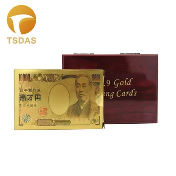 

Golden Plastic Playing Card 24k Gold Plated Japanese Banknotes Creative Gold Foil Poker Cards Drop Shipping