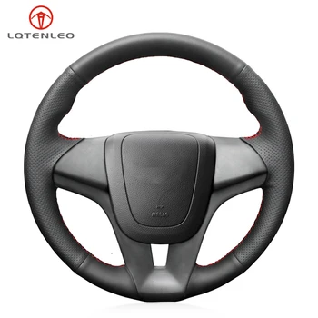 

LQTENLEO Black Artificial Leather Steering Wheel Cover For Chevrolet Cruze 2008-2015 Aveo 2010-2015 Orlando 2009-2015 Trax 2013