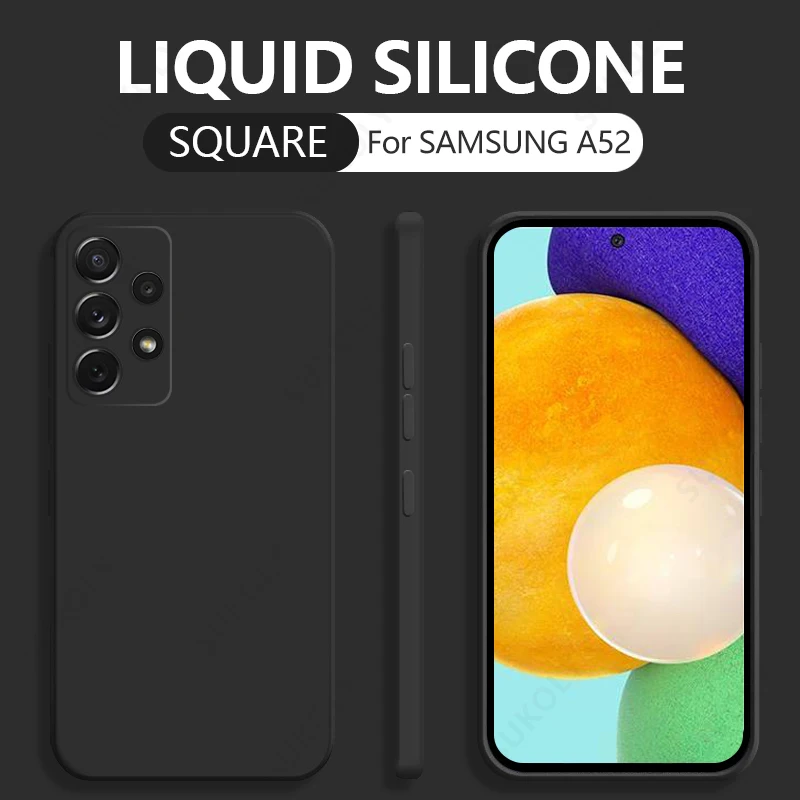 For Samsung A52 5G Liquid Silicone Square Case Lens Protective Matte Cover For Samsung S22 Ultra S20 FE Note 20 A51 A71 A32 A72 best case for samsung Cases For Samsung