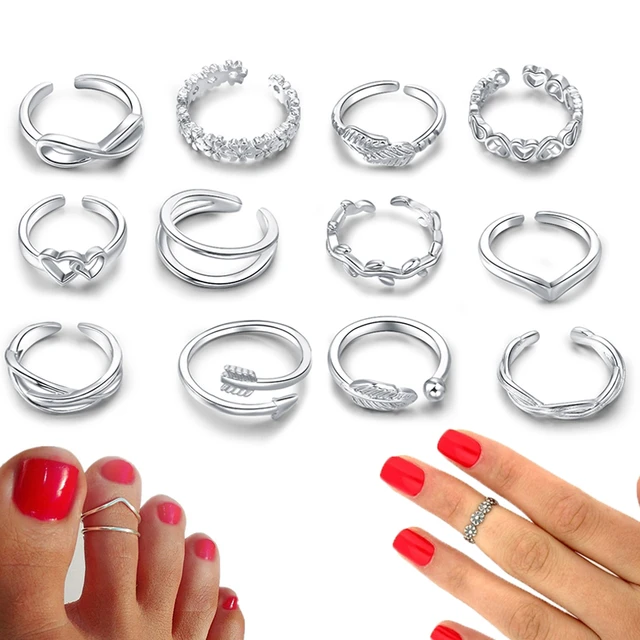 wholesale knuckle rings 24pc small size toe rings adjustable finger foot  jewelry | eBay