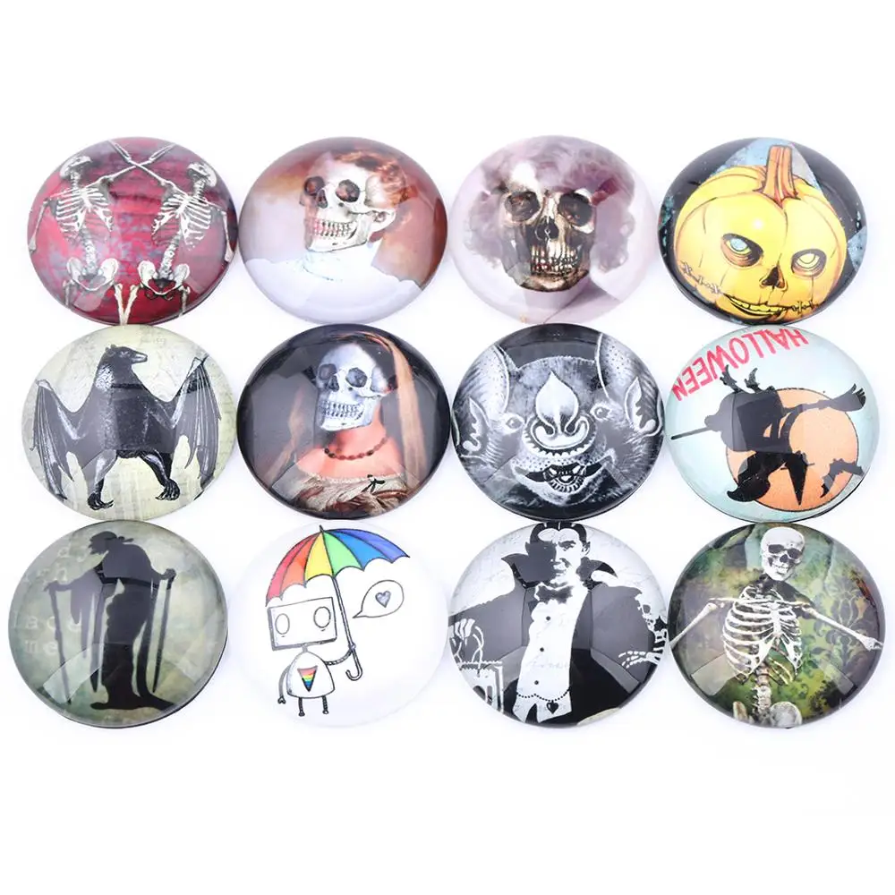 

Mixed Halloween Pumpkin Photo Glass Cabochon 20mm 25mm 30mm Diy Flatback Handmade Jewelry Components