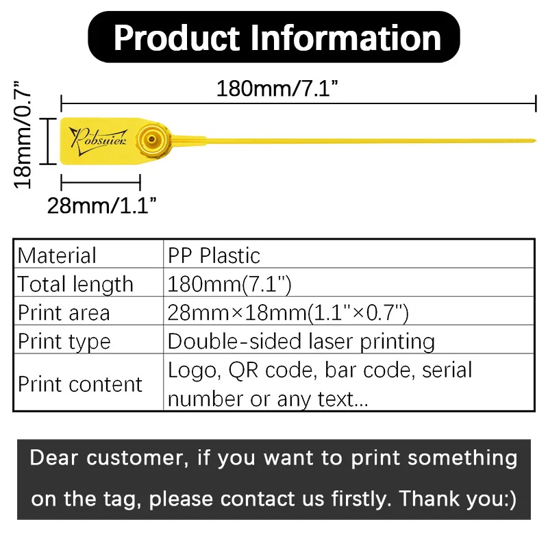 Etiquetas Plásticas Personalizadas Descartáveis para Roupas e Sapatos Etiquetas Personalizadas de Segurança Marca de Roupas 180 mm 100 2 High Quality Casa e Jardim
