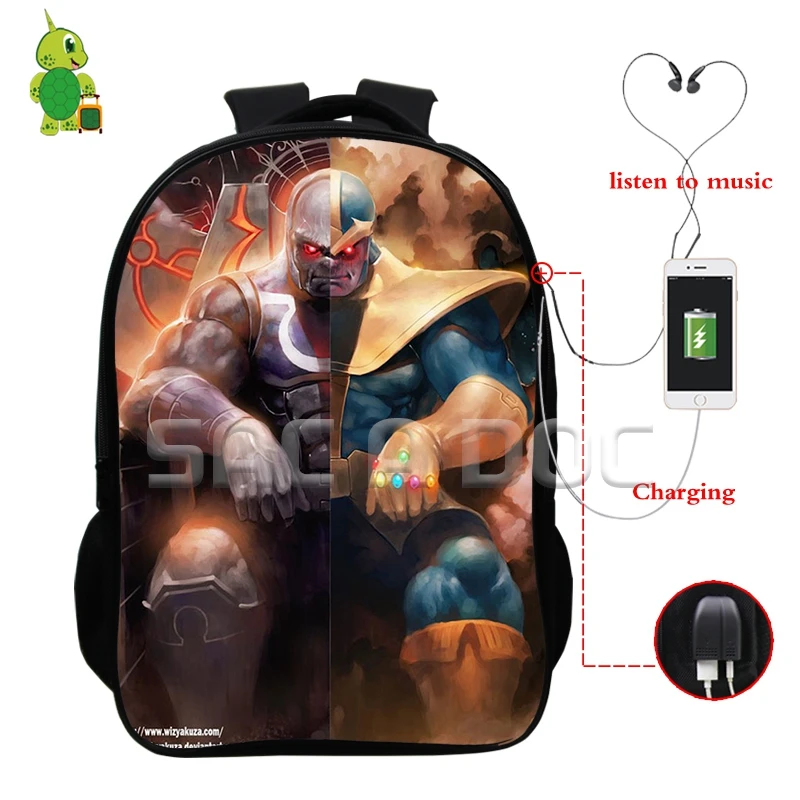 

Avengers Thanos Comics School Backpacks for Teenagers Multifunction USB Charge Headphone Jack Laptop Backpack Leisure Travel Bag