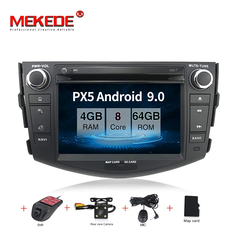 HD 4+ 64G PX5 Android 9,0 Автомобильный dvd плеер для Toyota RAV4 для Toyota Previa Rav 4 2007 2008 2009 2010 2011 2 din 1024*600 с gps навигацией, Wi-Fi, 8 ядер - Цвет: 64G camera DVR