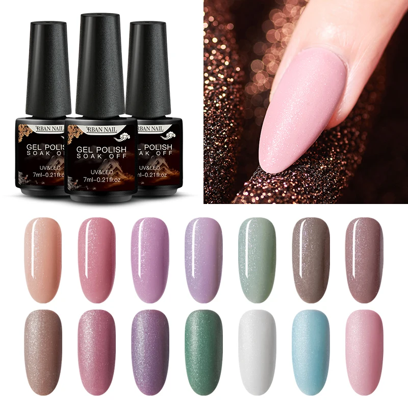

RBAN NAIL Glitter Gel Nail Polish UV LED Soak Off Semi Permanent Highlight Glitter Gel Nail Varnish Long Lasting Manicure Art