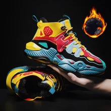 Новые зимние мужские ботинки модная теплая зимняя обувь на толстой нескользящей подошве для мужчин, теплые зимние ботильоны на меху обувь, мужские кроссовки