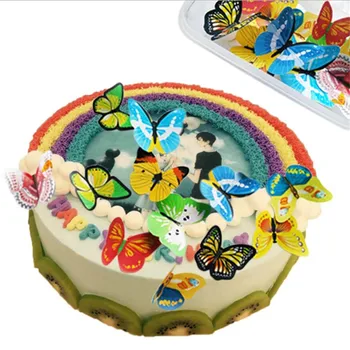 

10pcs/set Mixed Butterfly Edible Glutinous Wafer Rice Paper Cake Cupcake Toppers For Cake Decoration Birthday Wedding