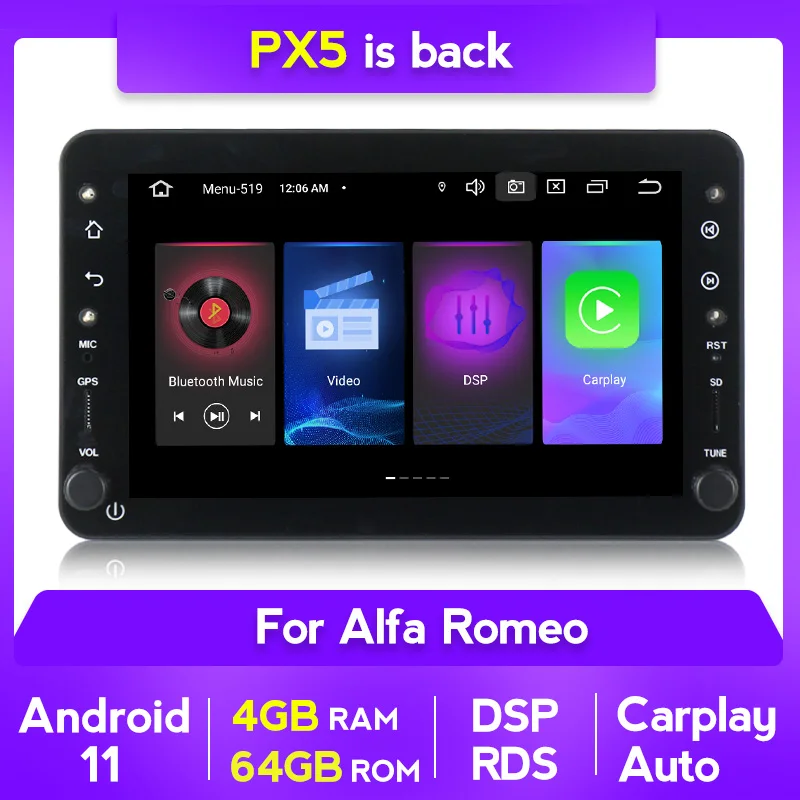 2Din RDS Android 11 IPS DSP Carplay Car Multimedia Player For Alfa Romeo 159 Brera Spider Sportwagon Radio GPS Player