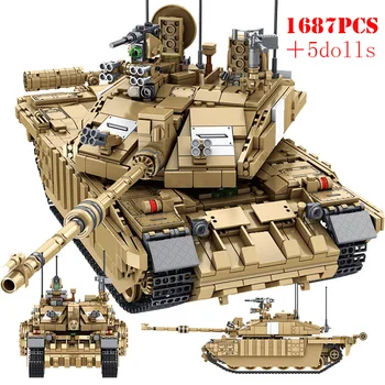

1687PCS World War Military Tank Armored Vehicle Building Blocks Technic Army Soldie Figures Bricks Toys For Children Boys Gifts