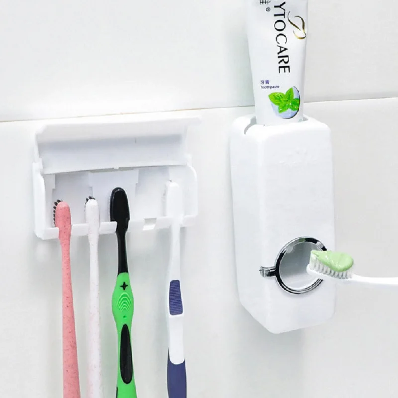 Dispensador automático de dentífrico para perezosos, máquina exprimidora de pasta dental, sin costuras, gancho adhesivo, cepillo de dientes Sto