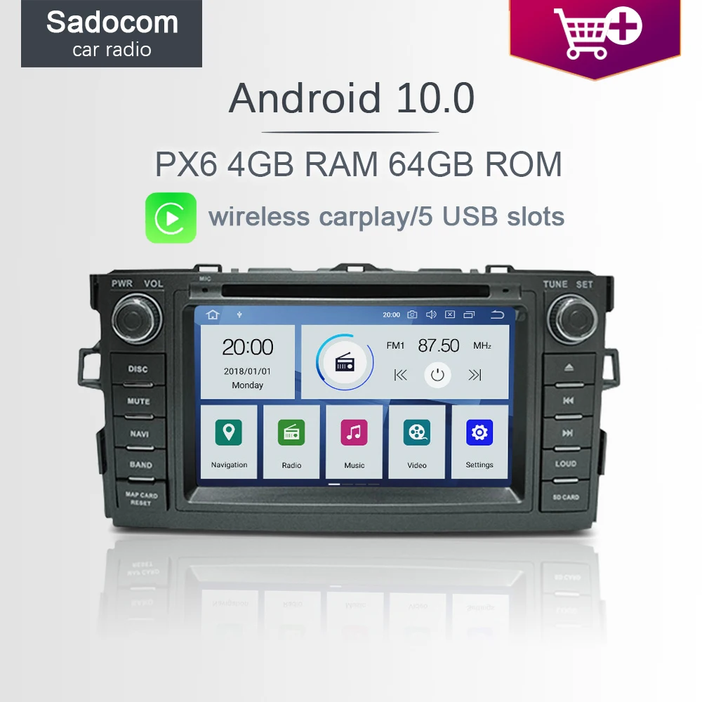 Автомобильный DVD-плеер IPS PX6 2din Android 10 0 6 ядер 64 Гб ПЗУ 4 ОЗУ GDS автомобильное радио 2008