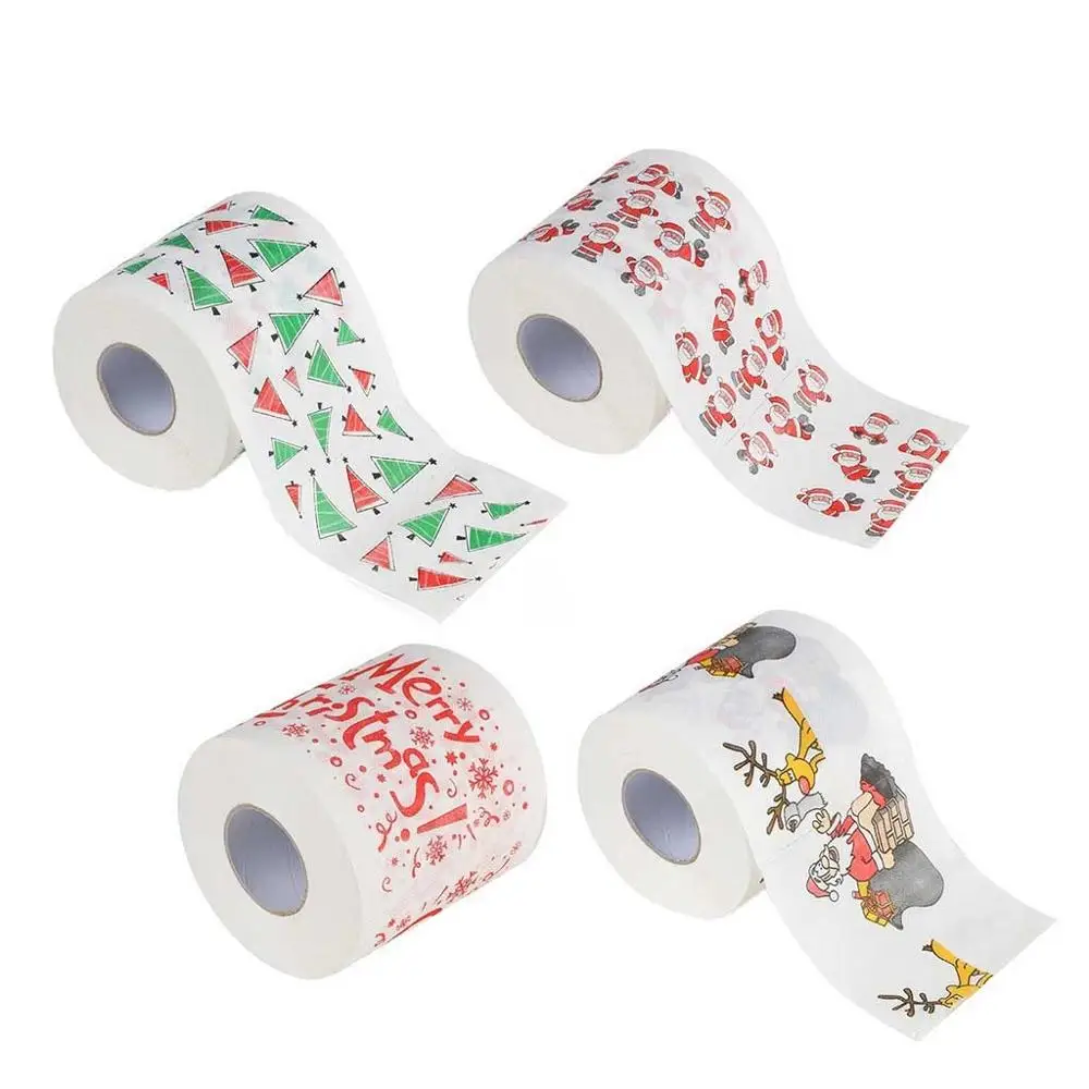 4 шт./компл. дома Санта Клаус ванна для туалетной бумаги Бумага рождественские принадлежности рождественские декоративная ткань рулон 3 слоя ткани с утолщённой меховой опушкой и xs - Цвет: Multicolor