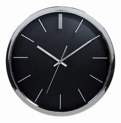

14-Inch Electroplated Silver Edge Screen Printing Glass Quartz Wall Clock Living Room Bedroom Russia Clock with Numbers Pocket W