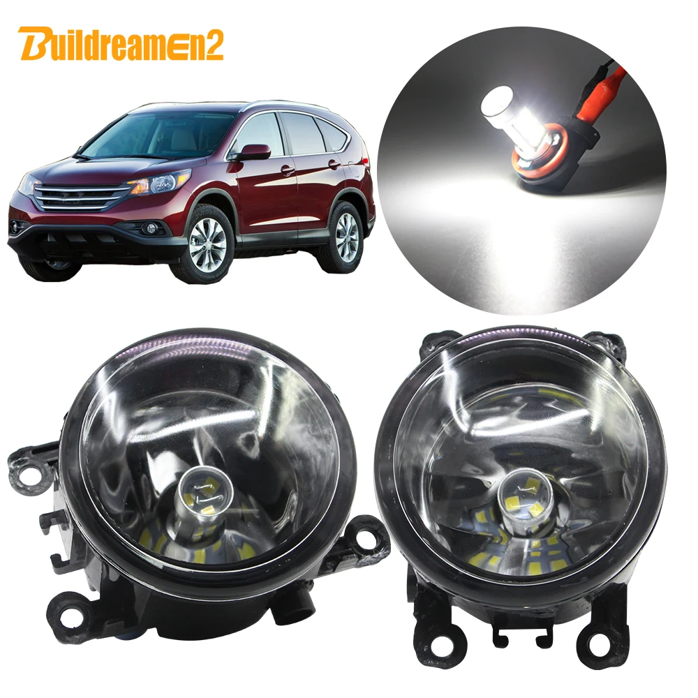 Buildreamen2 For Honda CR-V CRV 2.4L L4 2012 2013 2014 Car H11 Front Fog Light Assembly Lampshade + Bulb DRL 12V Accessories | Автомобили