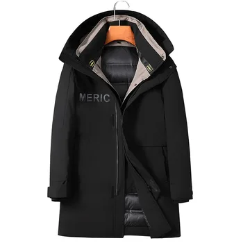 

Winter Men's down coat New Hooded Down Jacket for Men middle and long thick Warm Down Jacket for Young and middle aged Men